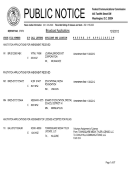 Broadcast Applications 12/5/2012