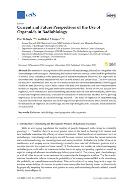 Current and Future Perspectives of the Use of Organoids in Radiobiology