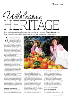 Know-How Wholesome HERITAGE Older Heritage Varieties of Apple Are Among the Very Tastiest