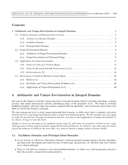 Contents 4 Arithmetic and Unique Factorization in Integral Domains