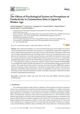 The Effects of Psychological Factors on Perceptions of Productivity in Construction Sites in Japan by Worker