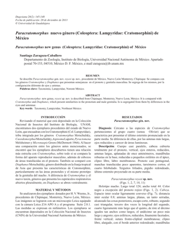 Coleoptera: Lampyridae: Cratomorphini) De México