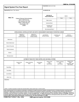 Signal System Five-Year Report