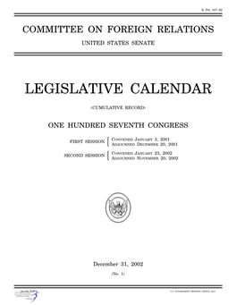 Legislative Calendar