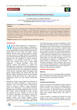 Anti-Fungal Activity of Wheat Grass Extract