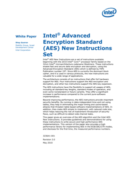 Intel(R) Advanced Encryption Standard (AES) New Instructions