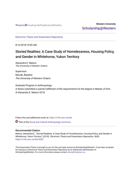 A Case Study of Homelessness, Housing Policy, and Gender in Whitehorse, Yukon Territory