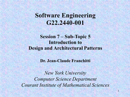 Session 7: Introduction to Design and Architectural Patterns