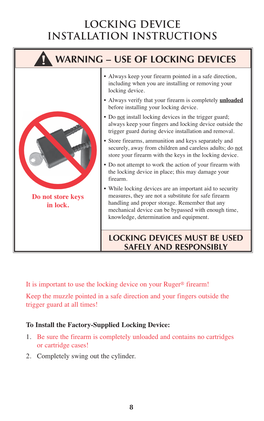 Locking Device Installation Instructions Warning