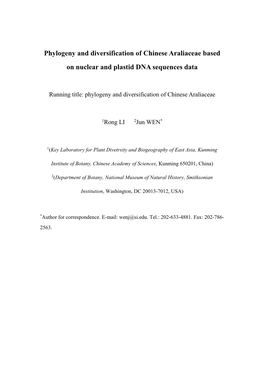 Phylogeny of Schefflera (Araliaceae)