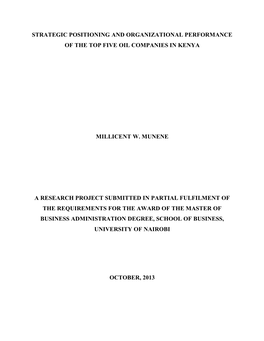 Strategic Positioning and Organizational Performance of the Top Five Oil Companies in Kenya