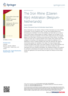Arbitration (Belgium- Netherlands) Award of 2005 Series: Permanent Court of Arbitration Award Series