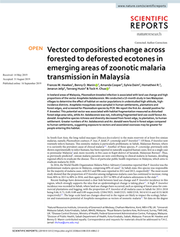 Vector Compositions Change Across Forested to Deforested