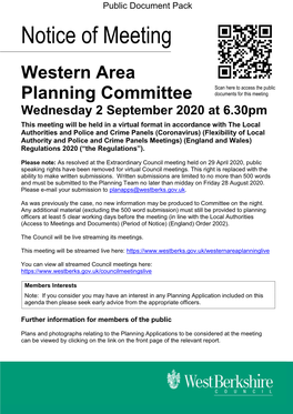 (Public Pack)Agenda Document for Western Area Planning Committee