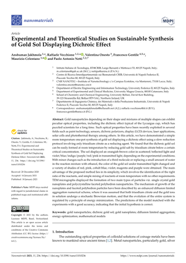 Experimental and Theoretical Studies on Sustainable Synthesis of Gold Sol Displaying Dichroic Effect