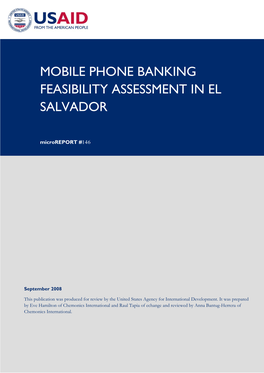 Mobile Phone Banking Feasibility Assessment in El Salvador