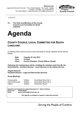 (Public Pack)Agenda Document for County Council Local Committee