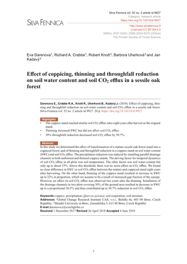 Effect of Coppicing, Thinning and Throughfall Reduction on Soil Water Content and Soil CO2 Efflux in a Sessile Oak Forest