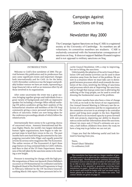 Campaign Against Sanctions on Iraq Newsletter May 2000