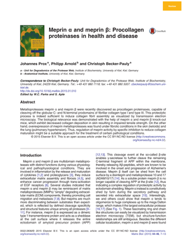 Meprin Α and Meprin Β: Procollagen Proteinases in Health and Disease