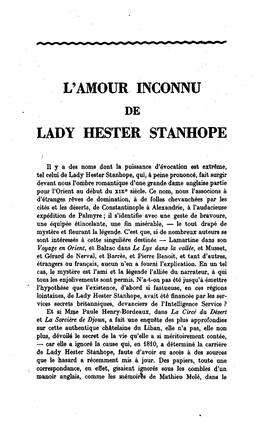 L'amour Inconnu Lady Hester Stanhope