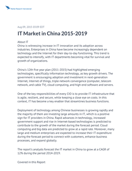IT Market in China 2015-2019