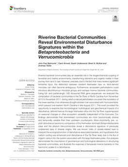 Riverine Bacterial Communities Reveal Environmental Disturbance Signatures Within the Betaproteobacteria and Verrucomicrobia