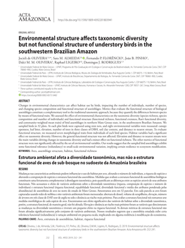 Environmental Structure Affects Taxonomic Diversity but Not