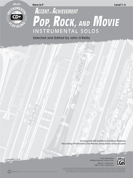 Pop, Rock, and Movie INSTRUMENTAL SOLOS Selected and Edited by John O’Reilly