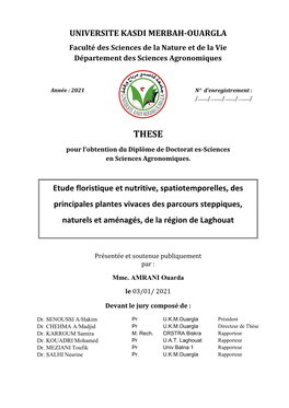 2021 Etude Floristique Et Nutritive, Spatiotemporelles, Des