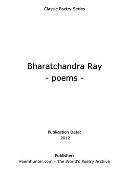 Bharatchandra Ray - Poems