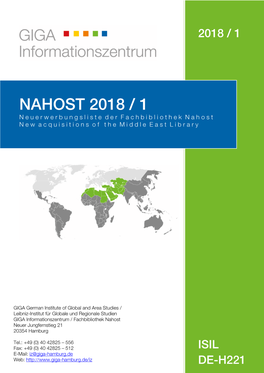 NAHOST 2018 / 1 Neuerwerbungsliste Der