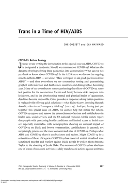 Trans in a Time of HIV/AIDS