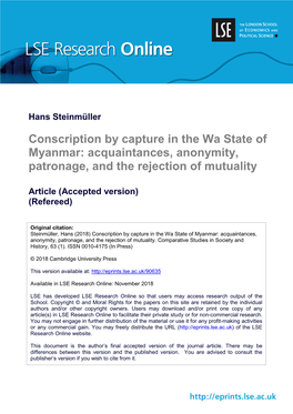 Conscription by Capture in the Wa State of Myanmar: Acquaintances, Anonymity, Patronage, and the Rejection of Mutuality