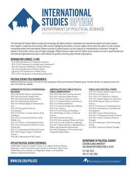 International Studies Option Department of Political Science at Eastern Illinois University