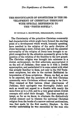 The Significance of Gnosticism in the Development of Christian Theology