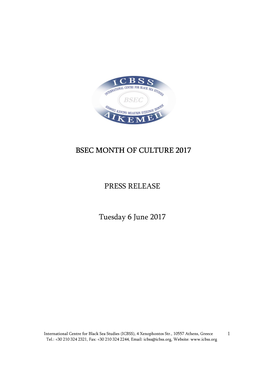 2017 06 06 PR BSEC Month of Culture