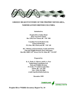 Grizzly Bear DNA Inventory of the Prophet River Territory, Northeastern British Columbia