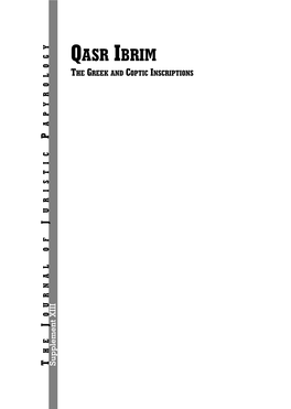 Qasr Ibrim the Greek and Coptic Inscriptions