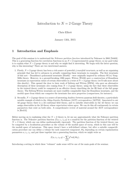 Introduction to N = 2 Gauge Theory