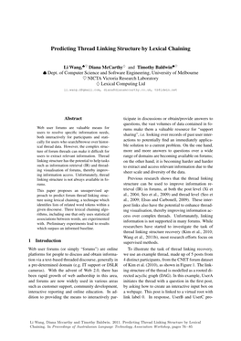 Predicting Thread Linking Structure by Lexical Chaining