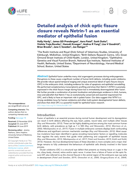 Detailed Analysis of Chick Optic Fissure Closure Reveals Netrin-1 As An