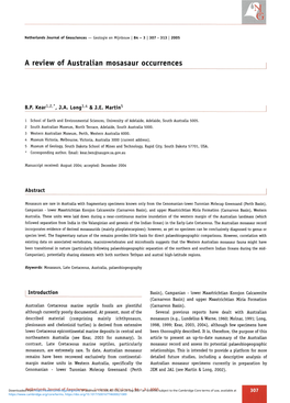 A Review of Australian Mosasaur Occurrences