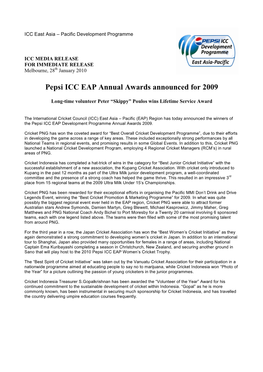 Pepsi ICC EAP Annual Awards Announced for 2009