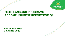 2020 Plans and Programs Accomplishment Report for Q1