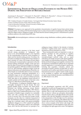 Experimental Study of Oscillatory Patterns in the Human EEG During the Perception of Bistable Images