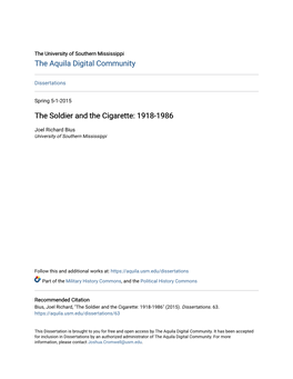 The Soldier and the Cigarette: 1918-1986