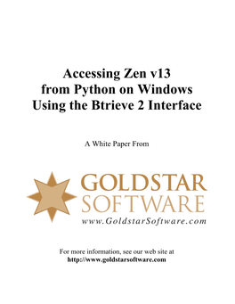 Accessing Zen V13 from Python on Windows Using the Btrieve 2 Interface