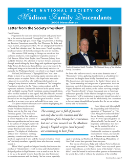 2008 Newsletter Letter from the Society President