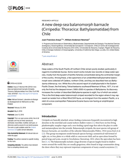 A New Deep-Sea Balanomorph Barnacle (Cirripedia: Thoracica: Bathylasmatidae) from Chile